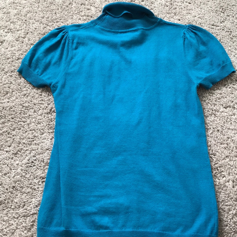 Blue shirt sleeve turtle neck shirt
